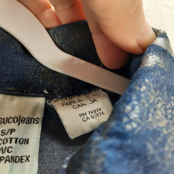 Vintage Parasuco Jeans Y2K Denim‎ Jean Jacket Metallic Silver Roses Size Small - Picture 9 of 12